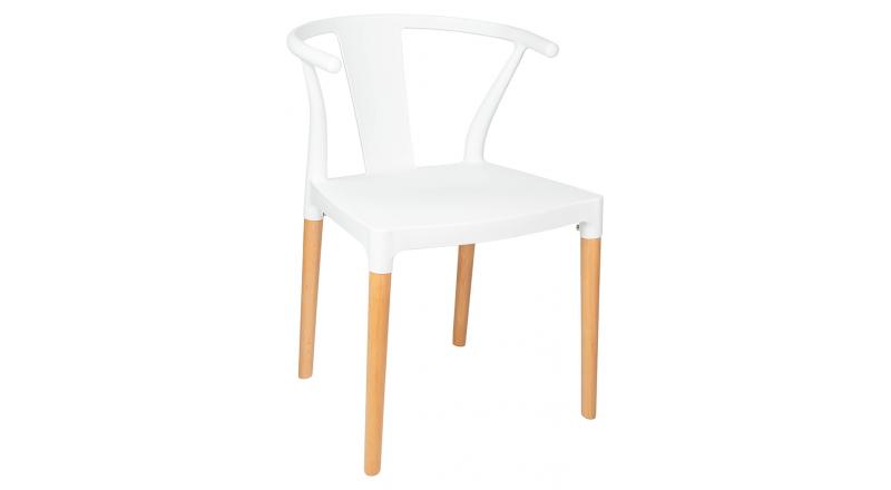 Krzesło WISHBONE PP białe - polipropylen, drewno