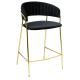 Krzesło barowe MARGO 65 czarne - welur, podstawa złota
