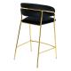 Krzesło barowe MARGO 65 czarne - welur, podstawa złota