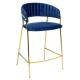 Krzesło barowe MARGO 65 ciemny niebieski - welur, podstawa złota