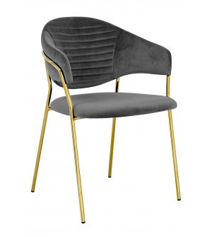 Krzesło NAOMI ciemny szary - welur, podstawa złota