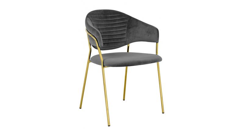 Krzesło NAOMI ciemny szary - welur, podstawa złota
