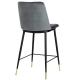 Krzesło barowe DIEGO 65 ciemny szary - welur, podstawa czarno złota