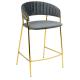 Krzesło barowe MARGO 65 ciemny szary - welur, podstawa złota