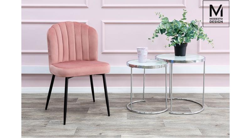 MODESTO krzesło RANGO różowe - welur, metal