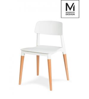 MODESTO krzesło ECCO białe - polipropylen, podstawa bukowa