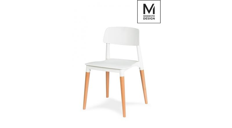 MODESTO krzesło ECCO białe - polipropylen, podstawa bukowa