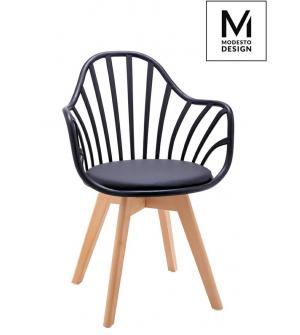 MODESTO krzesło ALBERT ARM czarne - polipropylen, ekoskóra, drewno bukowe