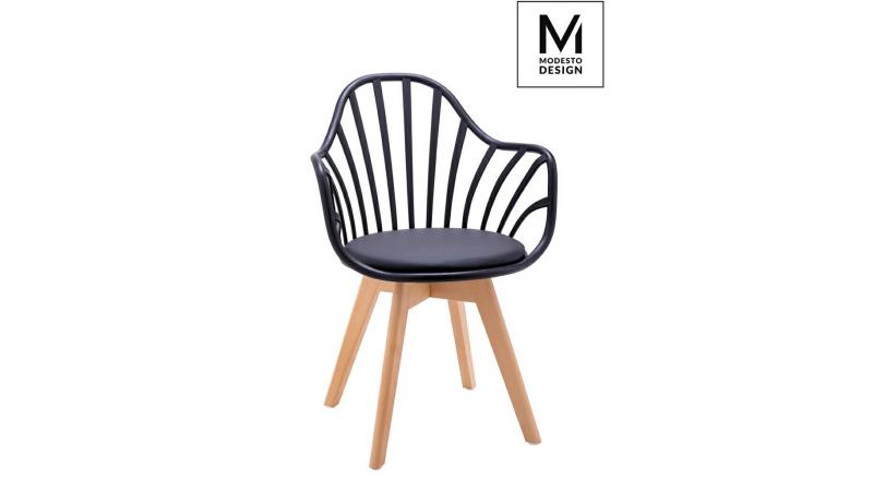 MODESTO krzesło ALBERT ARM czarne - polipropylen, ekoskóra, drewno bukowe