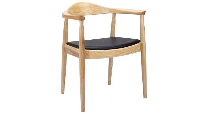 Krzesło KENNEDY naturalne - drewno jesion, ekoskóra