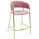Krzesło barowe MARGO 65 brudny róż - welur, podstawa złota