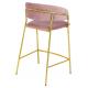 Krzesło barowe MARGO 65 brudny róż - welur, podstawa złota