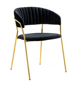 Krzesło MARGO czarne - welur, podstawa złota
