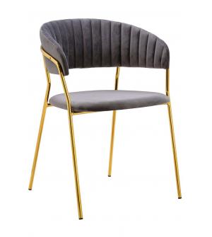 Krzesło MARGO ciemny szary - welur, podstawa złota
