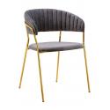 Krzesło MARGO ciemny szary - welur, podstawa złota