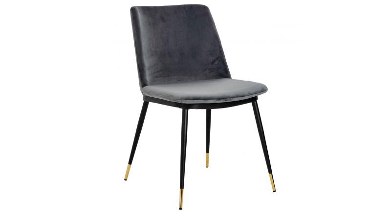 Krzesło DIEGO ciemny szary - welur, podstawa czarno złota