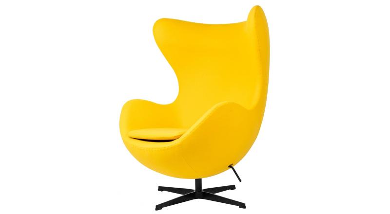 Fotel EGG CLASSIC BLACK żółty słoneczny.36 - wełna, podstawa czarna