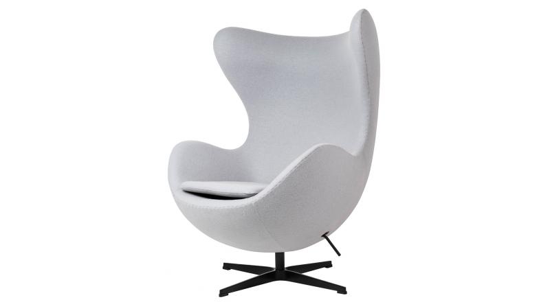Fotel EGG CLASSIC BLACK szary popielaty.18 - wełna, podstawa czarna