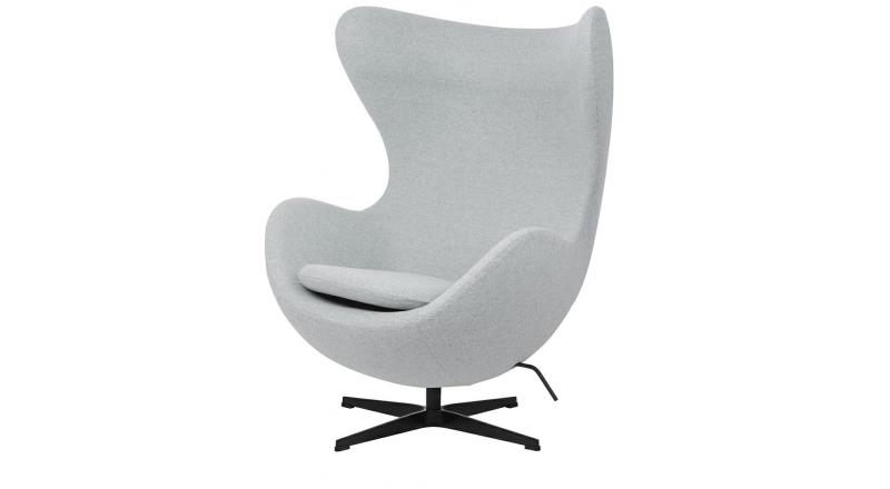 Fotel EGG CLASSIC BLACK szary melanż.17 - wełna, podstawa czarna
