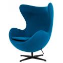 Fotel EGG CLASSIC BLACK marynarski niebieski.35 - wełna, podstawa czarna