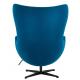 Fotel EGG CLASSIC BLACK marynarski niebieski.35 - wełna, podstawa czarna