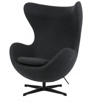 Fotel EGG CLASSIC BLACK ciemny szary.5 - wełna, podstawa czarna