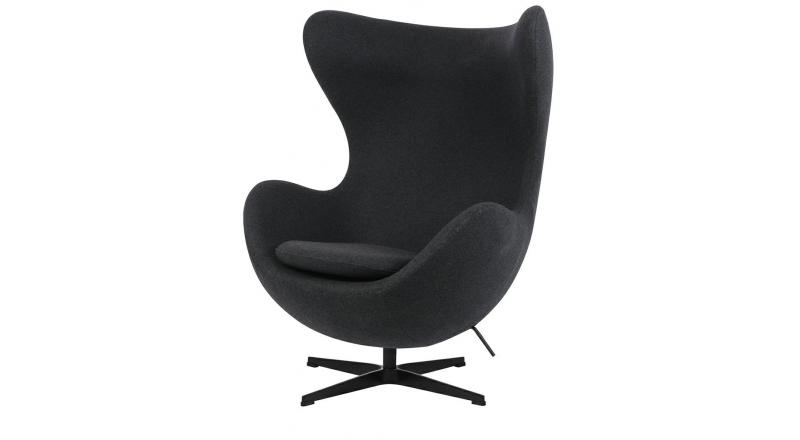 Fotel EGG CLASSIC BLACK ciemny szary.5 - wełna, podstawa czarna