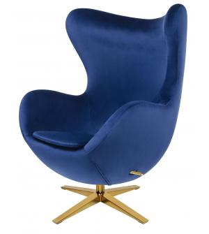 Fotel EGG SZEROKI VELVET GOLD ciemny niebieski.49 - welur, podstawa złota