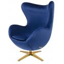 Fotel EGG SZEROKI VELVET GOLD ciemny niebieski.49 - welur, podstawa złota