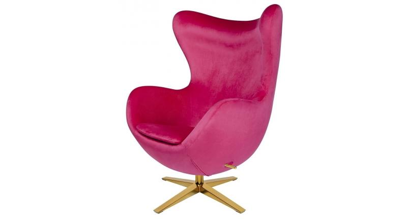 Fotel EGG SZEROKI VELVET GOLD fuksja.33 - welur, podstawa złota