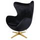 Fotel EGG SZEROKI VELVET GOLD czarny.50 - welur, podstawa złota