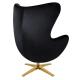 Fotel EGG SZEROKI VELVET GOLD czarny.50 - welur, podstawa złota