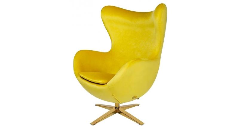 Fotel EGG SZEROKI VELVET GOLD żółty.20 - welur, podstawa złota