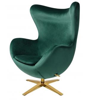 Fotel EGG SZEROKI VELVET GOLD ciemny zielony.18 - welur, podstawa złota