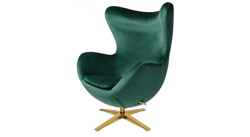 Fotel EGG SZEROKI VELVET GOLD ciemny zielony.18 - welur, podstawa złota