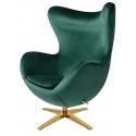 Fotel EGG SZEROKI VELVET GOLD ciemny zielony.18 - welur, podstawa złota