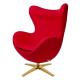 Fotel EGG SZEROKI GOLD czerwony.1 - wełna, podstawa złota
