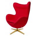 Fotel EGG SZEROKI GOLD czerwony.1 - wełna, podstawa złota