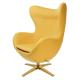 Fotel EGG SZEROKI GOLD musztardowy.13 - wełna, podstawa złota