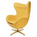 Fotel EGG SZEROKI GOLD musztardowy.13 - wełna, podstawa złota