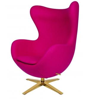 Fotel EGG SZEROKI GOLD fuksja.11 - wełna, podstawa złota