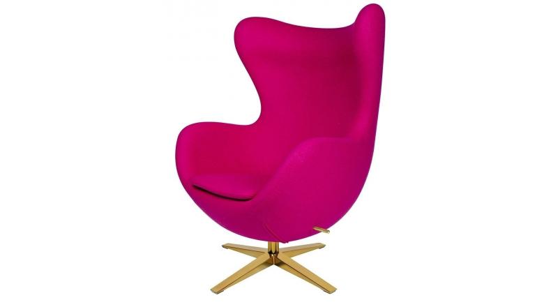 Fotel EGG SZEROKI GOLD fuksja.11 - wełna, podstawa złota