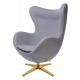 Fotel EGG SZEROKI GOLD szary.18 - wełna, podstawa złota