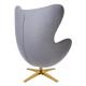 Fotel EGG SZEROKI GOLD szary.18 - wełna, podstawa złota