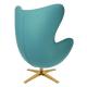 Fotel EGG SZEROKI GOLD turkusowy.12 - wełna, podstawa złota