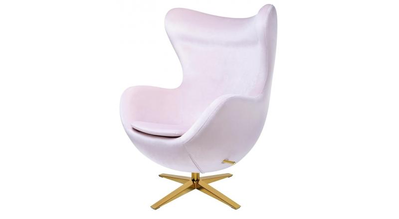 Fotel EGG SZEROKI VELVET GOLD jasny róż.30 - welur, podstawa złota
