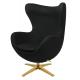 Fotel EGG SZEROKI GOLD czarny.4 - wełna, podstawa złota