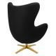 Fotel EGG SZEROKI GOLD czarny.4 - wełna, podstawa złota