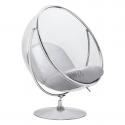 Fotel BUBBLE STAND 2 poduszka srebrna - akryl, chrom, ekoskóra