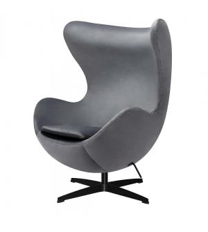 Fotel EGG CLASSIC VELVET BLACK ciemny szary - welur, podstawa czarna